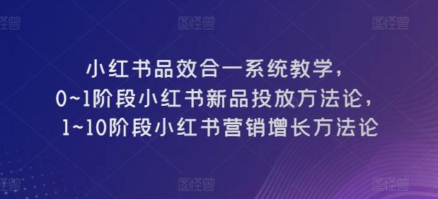 小红书品效合一系统教学，​0~1阶段小红书新品投放方法论，​1~10阶段小红书营销增长方法论-吾爱网创