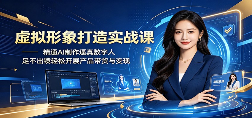虚拟形象打造实战课:精通AI制作逼真数字人,足不出镜轻松开展产品带货与变现-吾爱网创