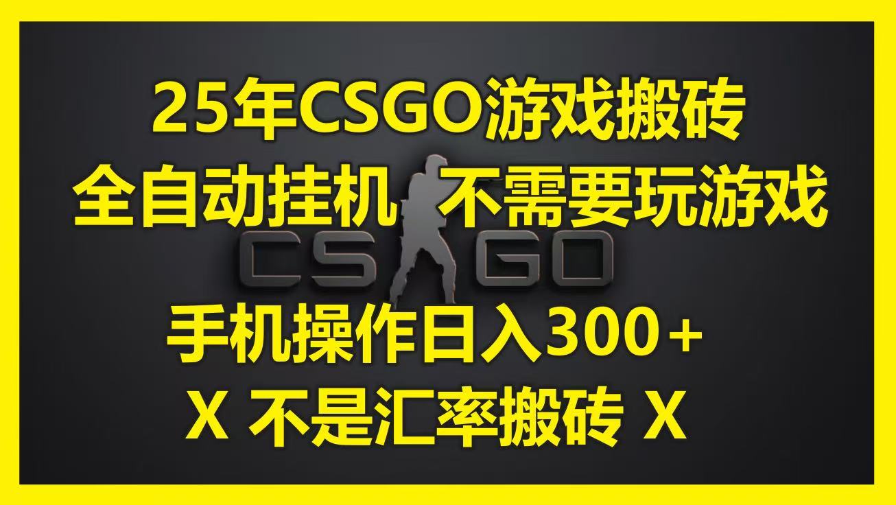 25年CSGO游戏搬砖，全自动挂机，不需要玩游戏，手机操作日入300+。(不是汇率搬砖)-吾爱网创