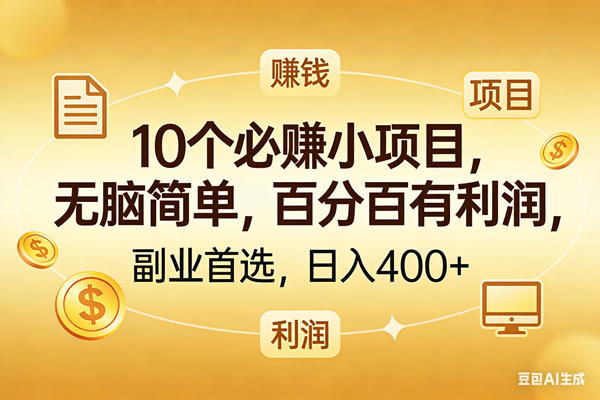 (17812期)10个必赚的小项目,百分百有利润,无脑简单,副业首选,日入400+-吾爱网创