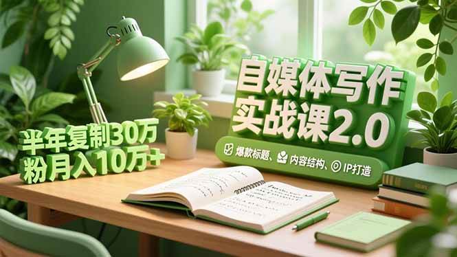 (16734期)自媒体写作实战课2.0,爆款标题、内容结构、IP打造,半年复制30万粉月入10万+-吾爱网创