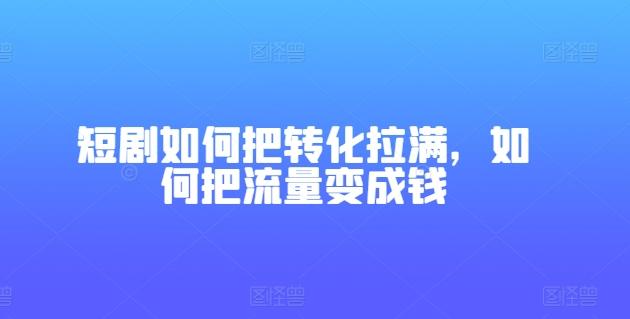 短剧如何把转化拉满，如何把流量变成钱-吾爱网创