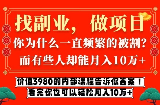 价值3980的网创内部课程，告诉你互联网创业月入10个W的秘密【揭秘】-吾爱网创