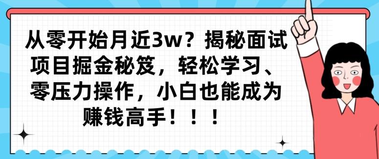 从零开始月近3w？揭秘面试项目掘金秘笈，轻松学习、零压力操作，小白也能成为赚钱高手-吾爱网创