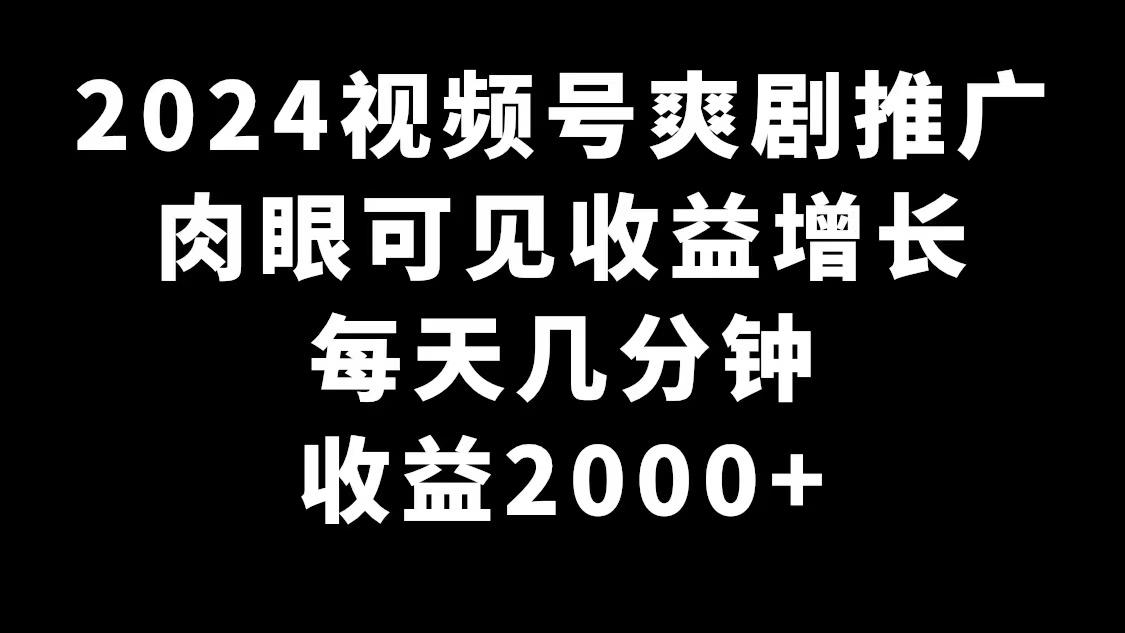 2024视频号爽剧推广，肉眼可见的收益增长，每天几分钟收益2000+-吾爱网创