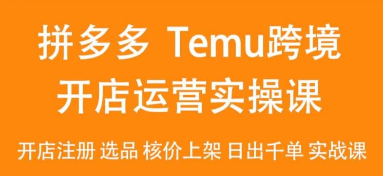 2024Temu最新玩法，Temu跨境开店运营实操课，开店注册/选品/核价上架/日出千单实战课-吾爱网创