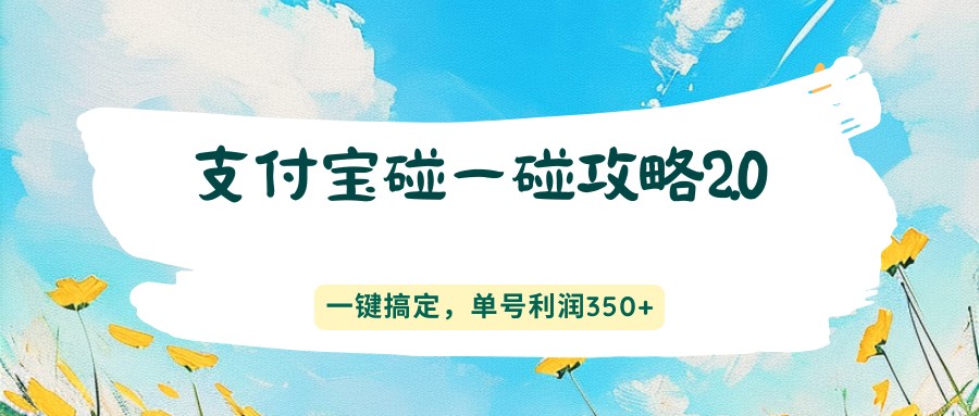 支付宝碰一碰攻略2.0，一键搞定，单号利润350+-吾爱网创