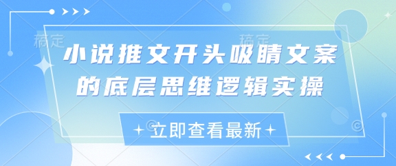 小说推文开头吸睛文案的底层思维逻辑实操-吾爱网创