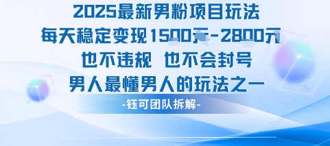 2025最新男粉项目玩法每天变现1k+也不违规也不会封号男人最懂男人的玩法-吾爱网创