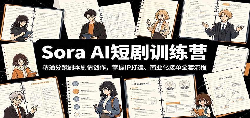 Sora AI短剧训练营:精通分镜剧本剧情创作,掌握IP打造、商业化接单全套流程-吾爱网创