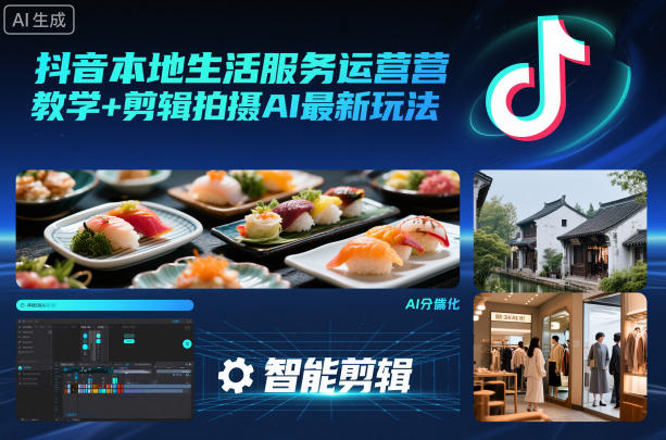 抖音本地生活服务运营教学+剪辑拍摄AI最新玩法-吾爱网创