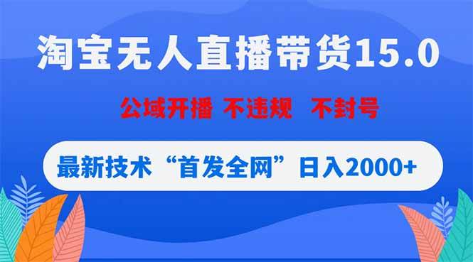 (18562期)淘宝无人直播带货15.0,不封号,不违规,公域玩法,首发全网日入2000+-吾爱网创