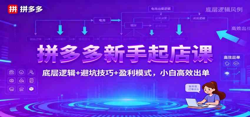 拼多多新手起店课：底层逻辑+避坑技巧+盈利模式，小白高效出单-吾爱网创