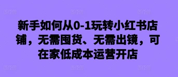 新手如何从0-1玩转小红书店铺，无需囤货、无需出镜，可在家低成本运营开店-吾爱网创