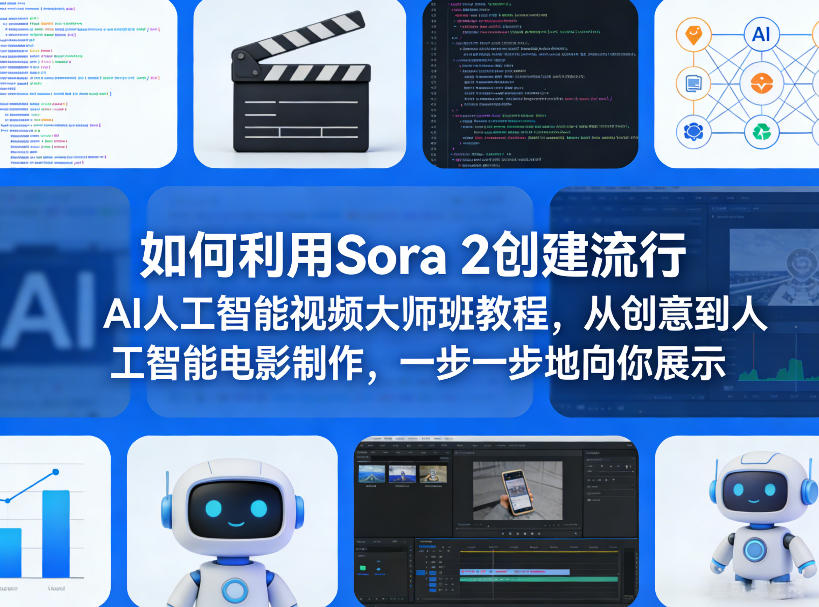 如何利用Sora 2创建流行AI人工智能视频大师班教程，从创意到人工智能电影制作，一步一步地向你展示-吾爱网创