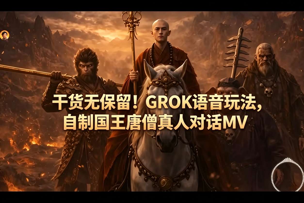 干货无保留！GROK语音玩法，自制国王唐僧真人对话MV-吾爱网创