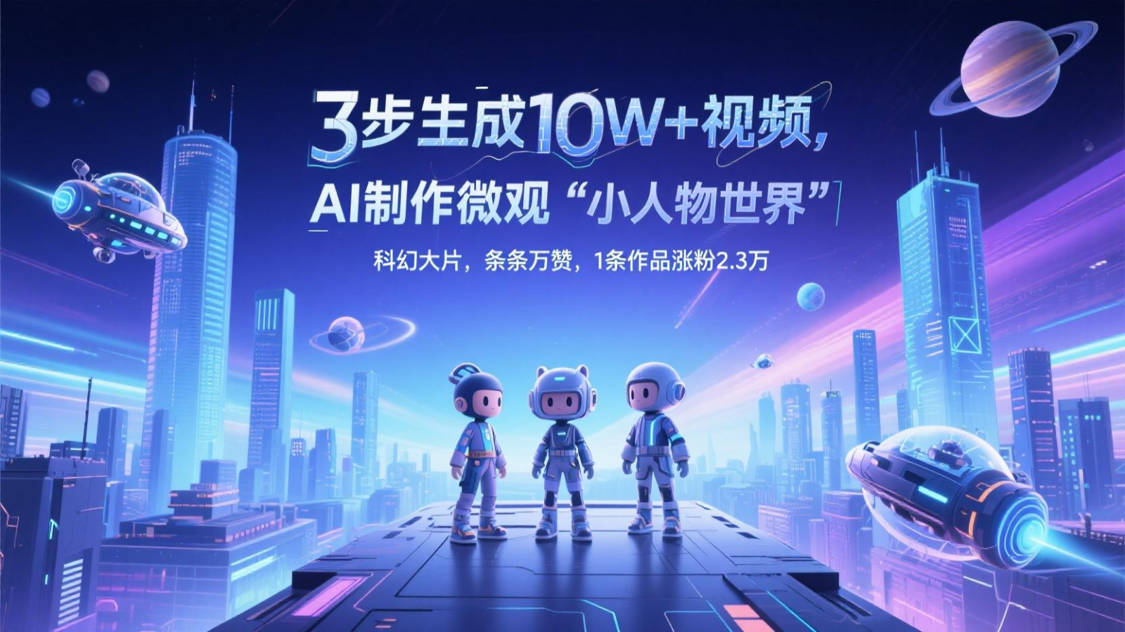 三步生成10W+视频,AI制作微观“小人物世界”科幻大片,条条万赞,1条作品涨粉2.3万-吾爱网创