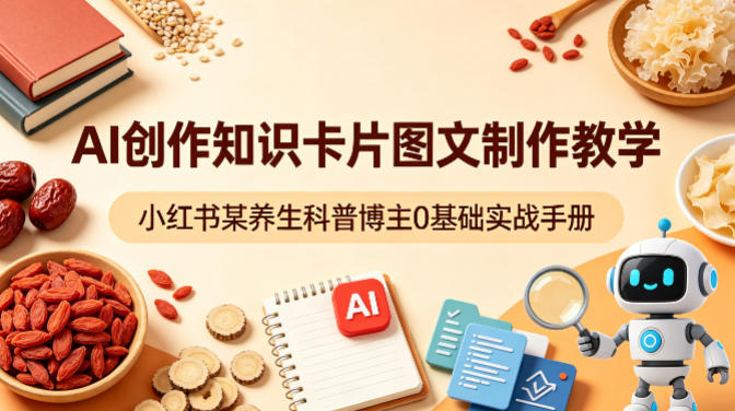 AI创作知识卡片图文制作教学，小红书某养生科普博主0基础实战手册-吾爱网创