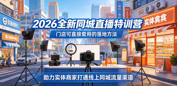 2026全新同城直播特训营，门店可直接套用的落地方法，助力实体商家打通线上同城流量渠道-吾爱网创
