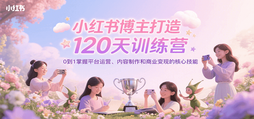 小红书博主打造120天训练营，0到1掌握平台运营、内容制作和商业变现-吾爱网创