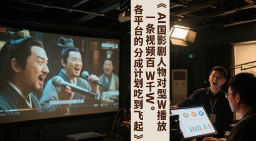 AI三国影视剧人物对口型唱歌玩法,一条视频百W千W播放,各平台的分成计划吃到飞起-吾爱网创