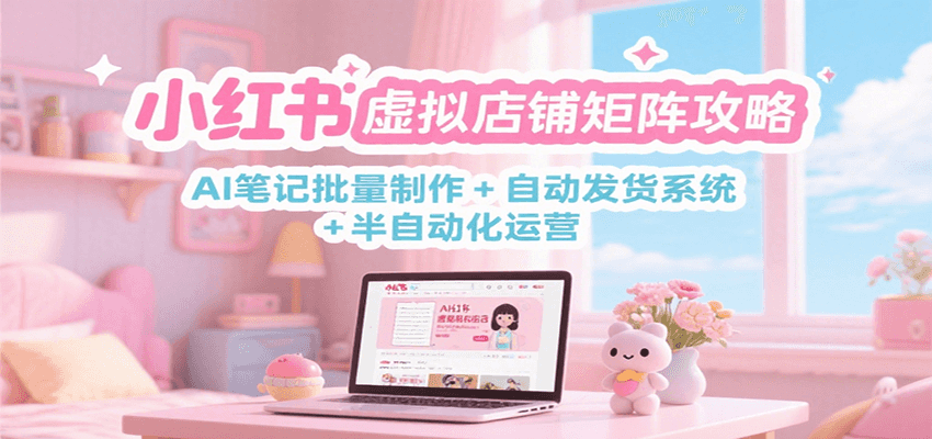 小红书虚拟店铺矩阵攻略:AI笔记批量制作 + 自动发货系统 + 半自动化运营-吾爱网创