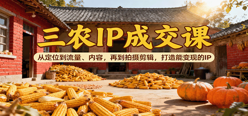 三农IP成交课：从定位到流量、内容，再到拍摄剪辑，打造能变现的IP-吾爱网创