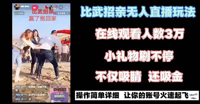 最近很火的无人直播“比武招亲”的一个玩法项目简单-吾爱网创