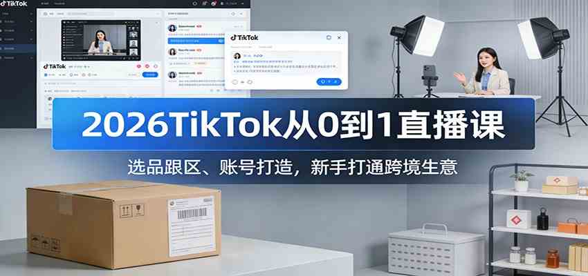 2026TikTok从0到1直播课:选品跟区、账号打造,新手打通跨境生意-吾爱网创
