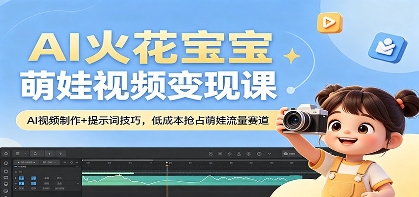AI火花宝宝萌娃视频变现课：AI视频制作+提示词技巧，低成本抢占萌娃流量赛道-吾爱网创