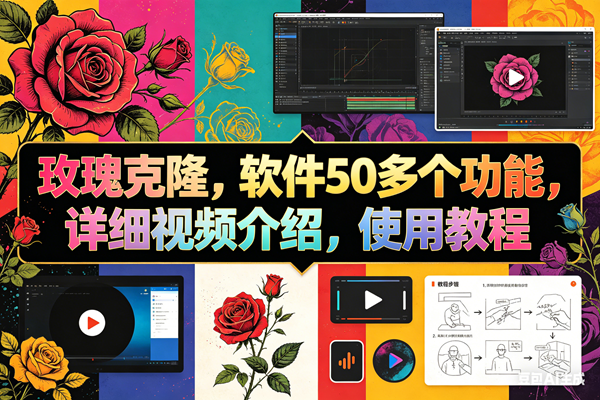 （18093期）玫瑰克隆工具，ai智能体软件，自媒体神器，一键爆款，60多个功能详细教程-吾爱网创