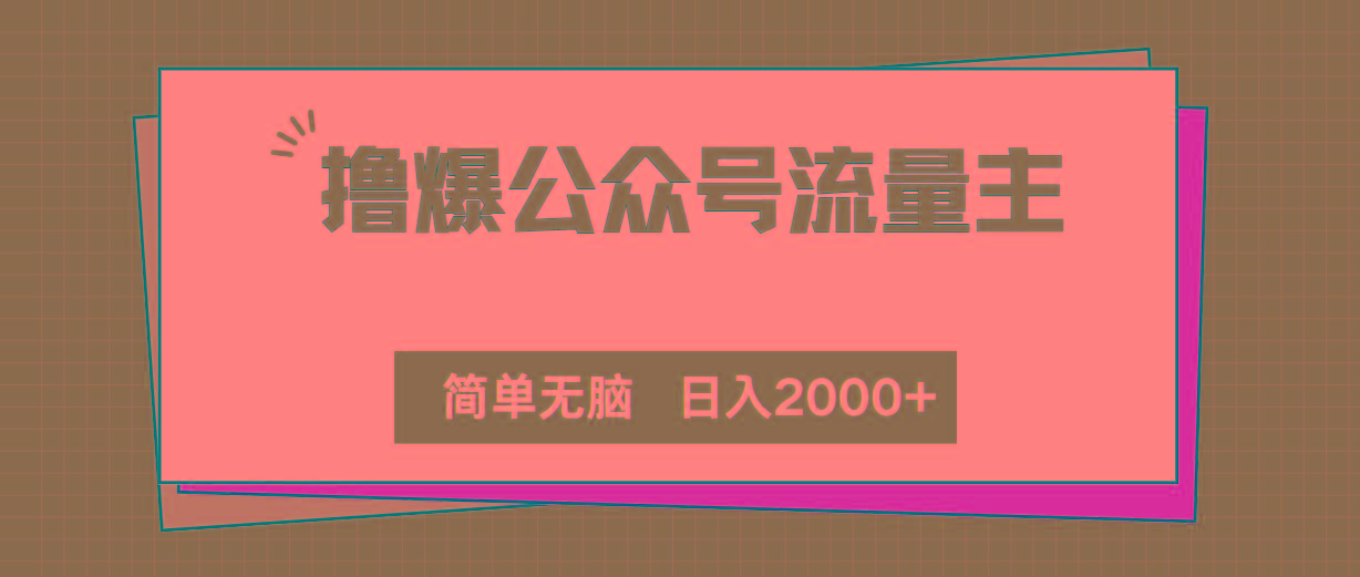 撸爆公众号流量主，简单无脑，单日变现2000+-吾爱网创