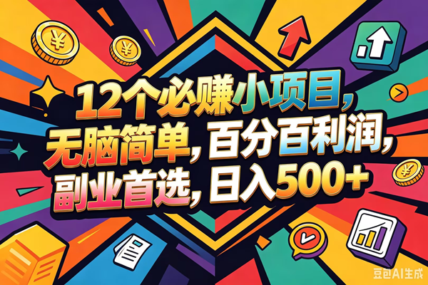 （18291期）12个必赚钱的小项目，百分百赚米，无脑简单，副业首选，日入600+-吾爱网创