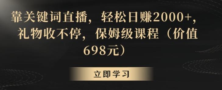 靠关键词直播，轻松日赚2000+，礼物收不停，保姆级课程(价值698元)【揭秘】-吾爱网创
