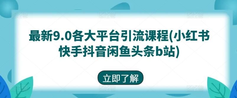 最新9.0各大平台引流课程(小红书快手抖音闲鱼头条b站)-吾爱网创