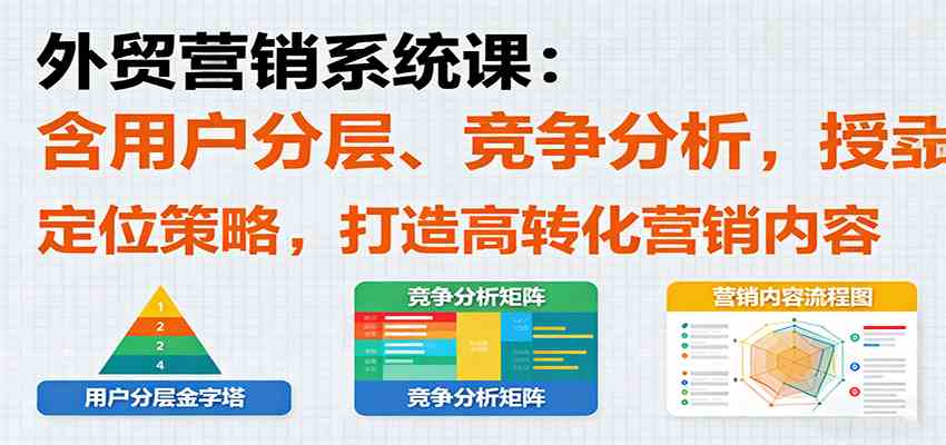 外贸营销系统课：含用户分层、竞争分析，授卖品、定位策略，打造高转化营销内容-吾爱网创