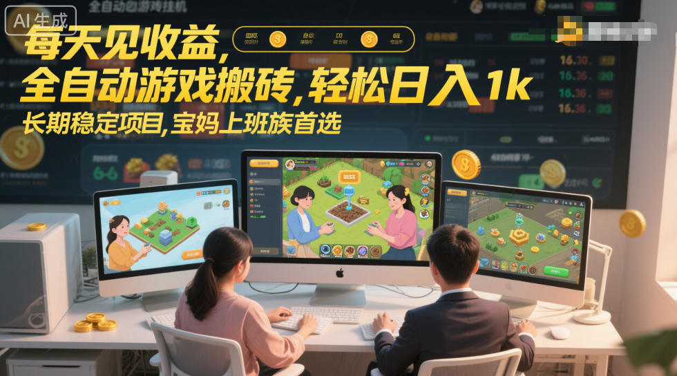每天见收益，全自动游戏搬砖，轻松日入1k，长期稳定项目，宝妈上班族首选【揭秘】-吾爱网创