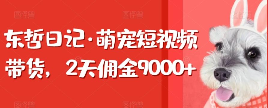 东哲日记·萌宠短视频带货,2天佣金9000+-吾爱网创