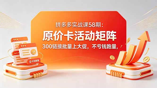 （18395期）拼多多实战课58期：原价卡活动矩阵，300链接批量上大促，不亏钱跑量-吾爱网创