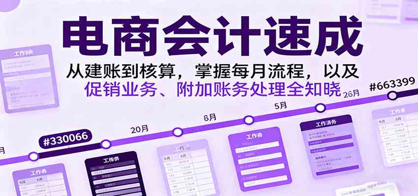 电商会计速成，从建账到核算，掌握每月流程，以及促销业务、附加账务处理全知晓-吾爱网创