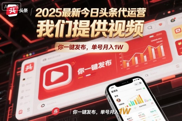 2025最新今日头条代运营，我们提供视频，你一键发布，单号月入1W【揭秘】-吾爱网创