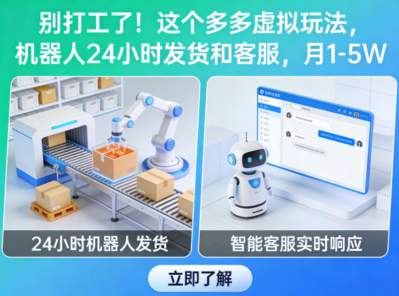 别打工了！这个多多虚拟玩法，机器人24小时发货和客服，月1-5W【揭秘】-吾爱网创
