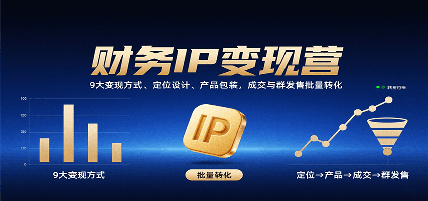 财务IP变现营:9大变现方式、定位设计、产品包装,成交与群发售批量转化-吾爱网创