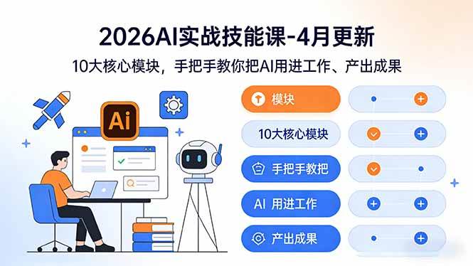 （17941期）2026AI实战技能课-4月更新：10大核心模块，手把手教你把AI用进工作、产出成果-吾爱网创