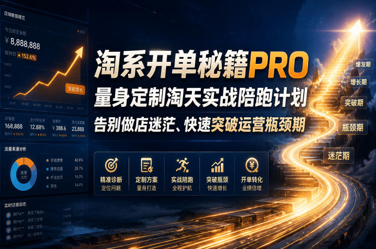 淘系开单秘籍PRO,量身定制淘天实战陪跑计划,告别做店迷茫、快速突破运营瓶颈期(2026年6月11)-吾爱网创