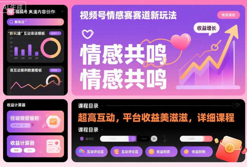 视频号情感赛道新玩法，超高互动，平台收益美滋滋，详细课程-吾爱网创