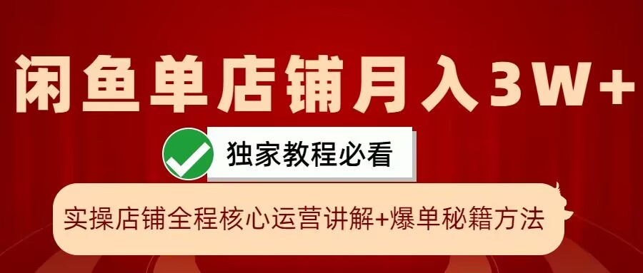 闲鱼单店铺月入3W+实操展示，爆单核心秘籍，一学就会【揭秘】-吾爱网创