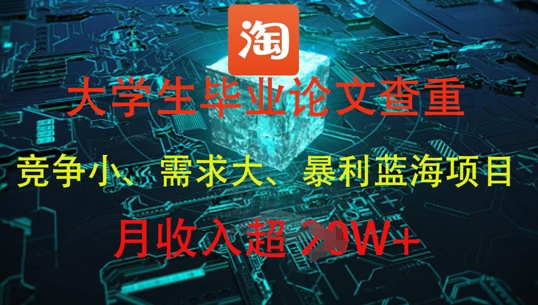 大学生毕业论文查重，暴利蓝海项目，月收入过1W+-吾爱网创