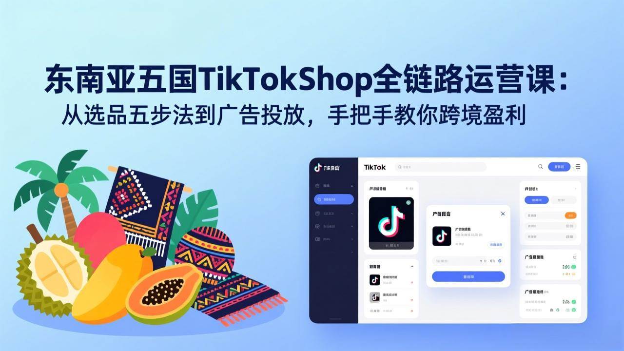 （17511期）东南亚五国TikTok Shop全链路运营课：从选品五步法到广告投放，手把手教你跨境盈利-吾爱网创