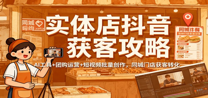 实体店抖音获客攻略：AI工具+团购运营+短视频批量创作，同城门店获客转化-吾爱网创